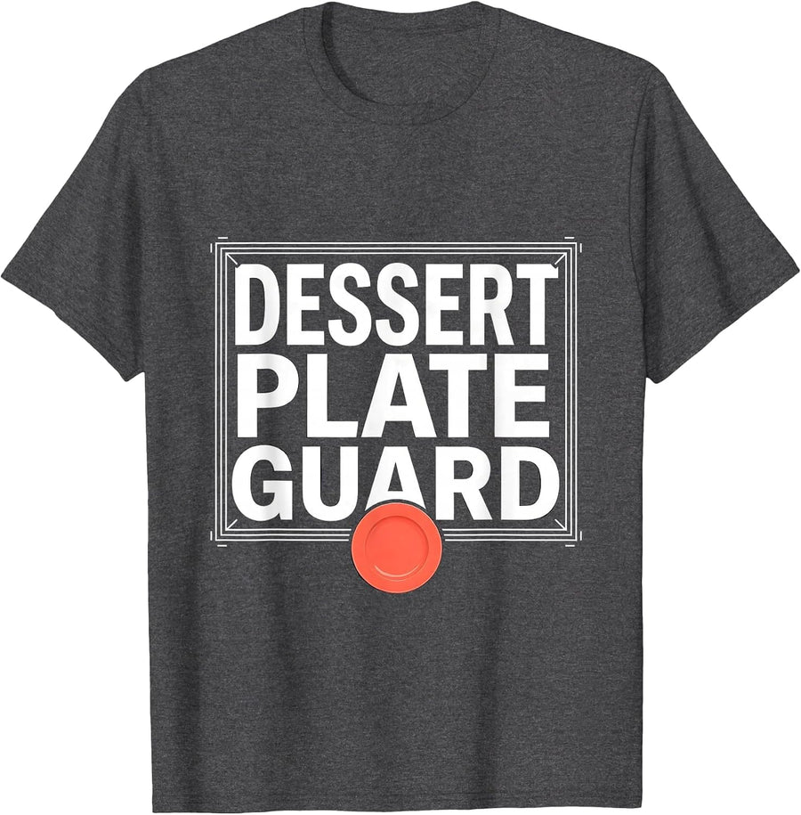 Men's DESSERT PLATE GUARD Bold Security Guard Costume Halloween T-Shirt - Dark Heather Grey