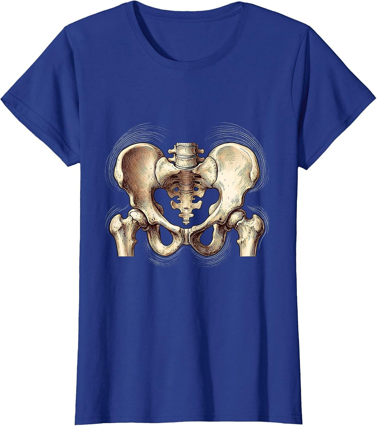 Women's Physical Therapy Pelvis and Hip Bones Motion Art T-Shirt - Royal Blue