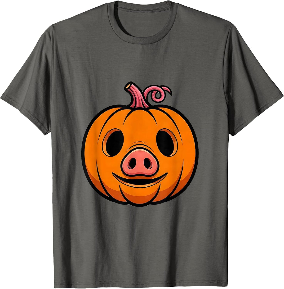 Pig Pumpkin Face Funny Halloween Costume Pig Lover T-Shirt - Asphalt Grey