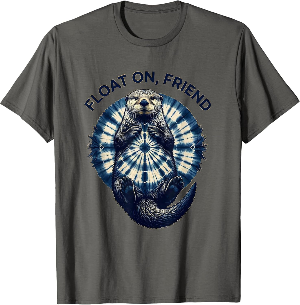 Float On Friend Sea Otter Graphic Design T-Shirt - Asphalt Grey