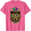 Bear Animal Lover Cute Mardi Gras Carnival Jester T-Shirt, Men, Pink Heather, Large - As Pictured