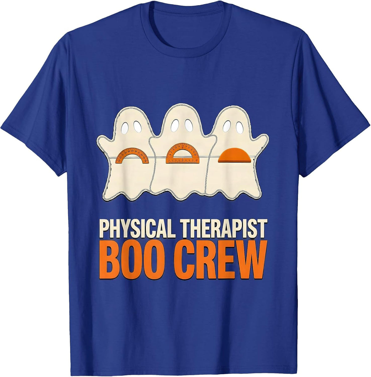 Men's Physical Therapist Boo Crew Funny Ghost Halloween Costume T-Shirt - Royal Blue