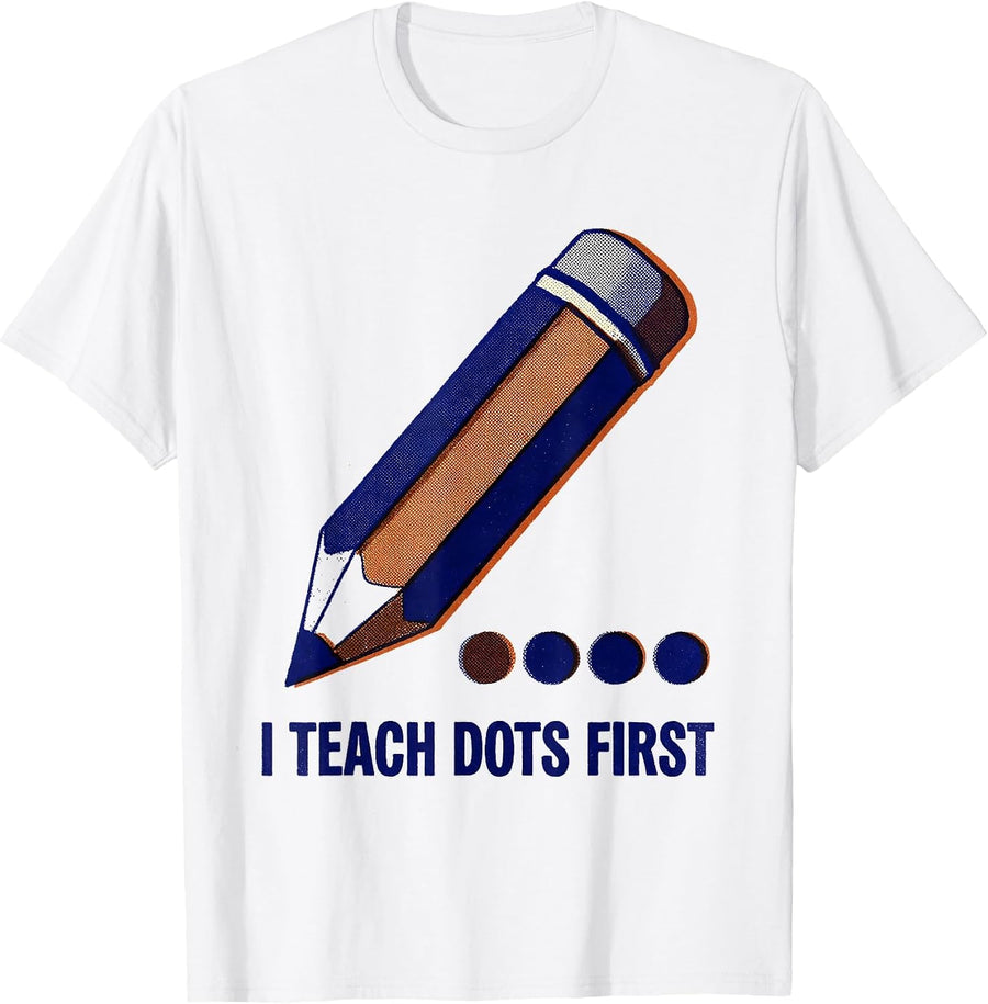 Men's I Teach Dots First Risograph Pre-K Teacher Back To School T-Shirt - White