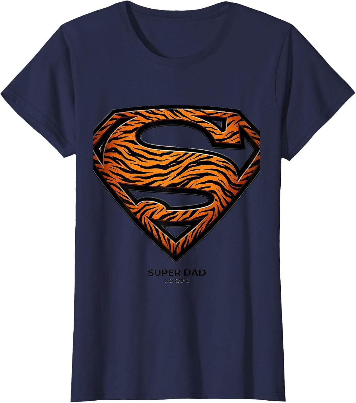 Women's Super Dad No Cape Father's Day Graphic Design T-Shirt - Navy Blue