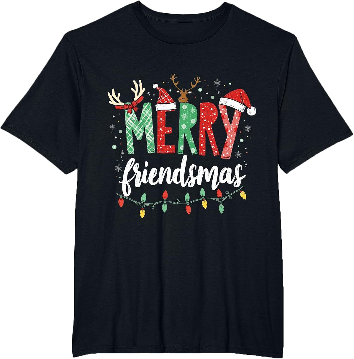 Merry Friendsmas Holiday Friends Gathering T-Shirt - Black