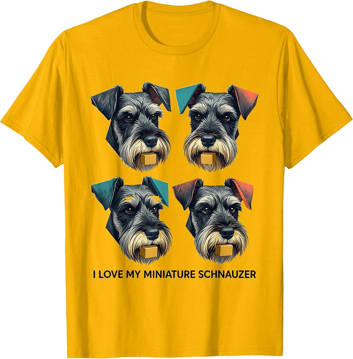 Men's I Love My Miniature Schnauzer Funny Schnauzer Lover Pet T-Shirt - Golden Yellow