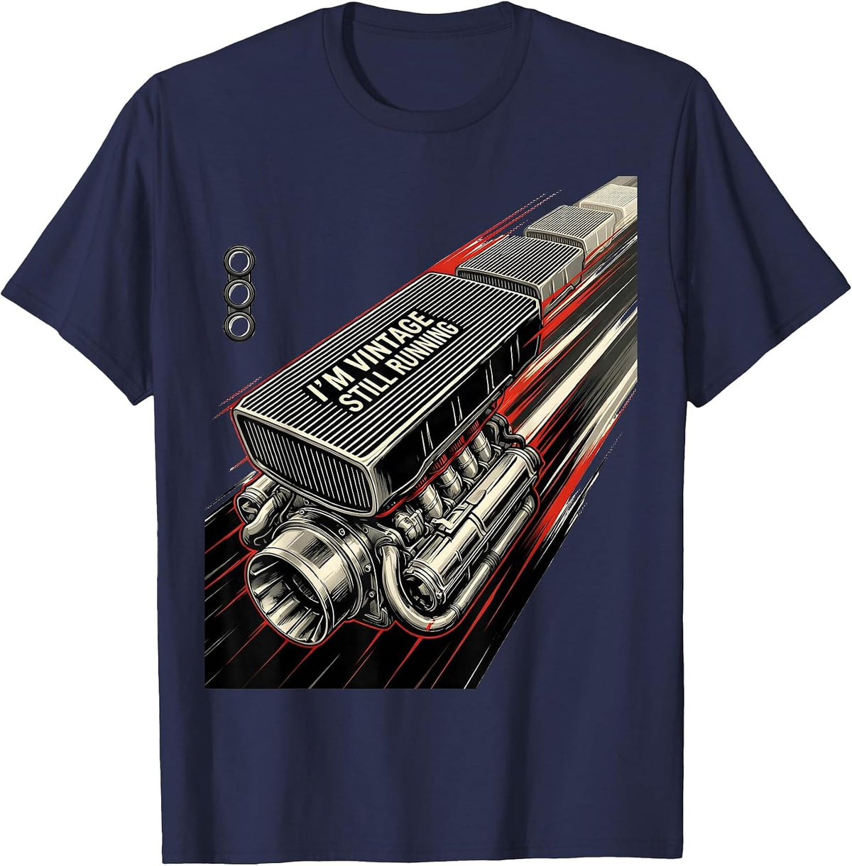 Men's I'm Vintage Still Running Futurist Dynamism Classic Car T-Shirt - Navy Blue
