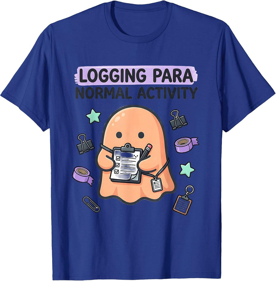 Logging Para Normal Activity Kawaii Ghost Stationery T-Shirt - Royal Blue