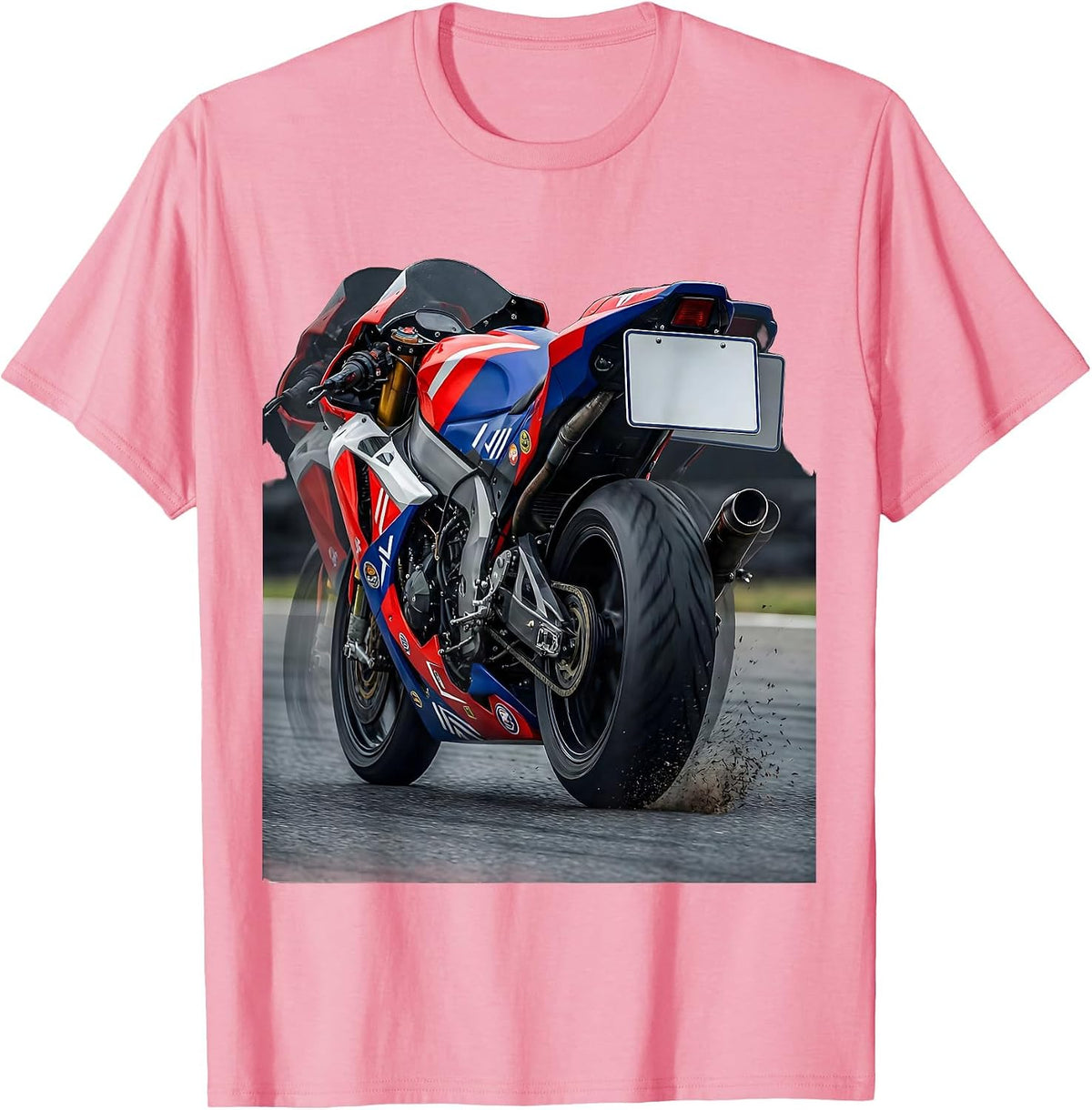 Men's Racing Livery Motorcycle Lean Into It Biker Humor T-Shirt - Pink