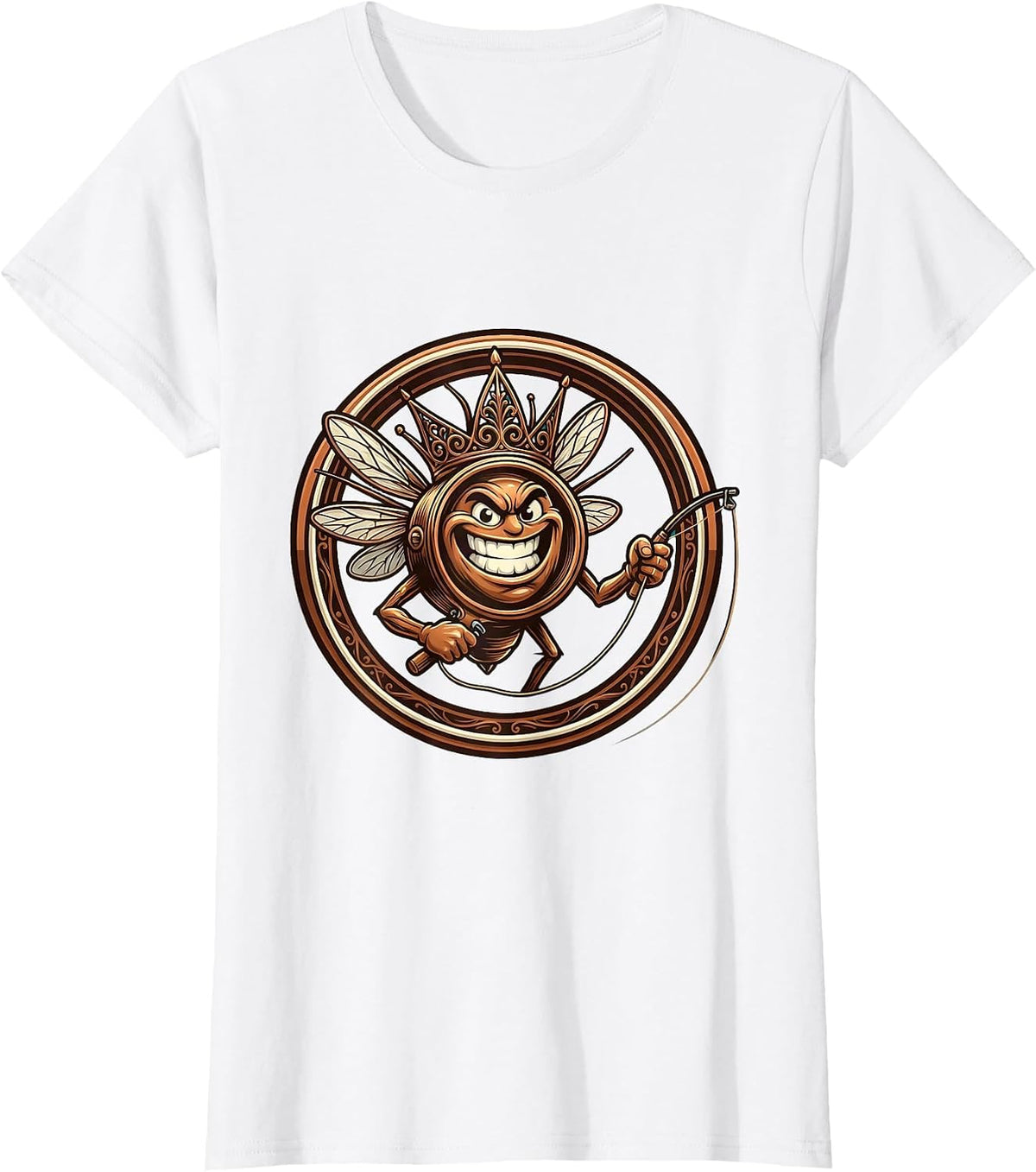 Fly Fishing Reel Filigree Illustration T-Shirt - White