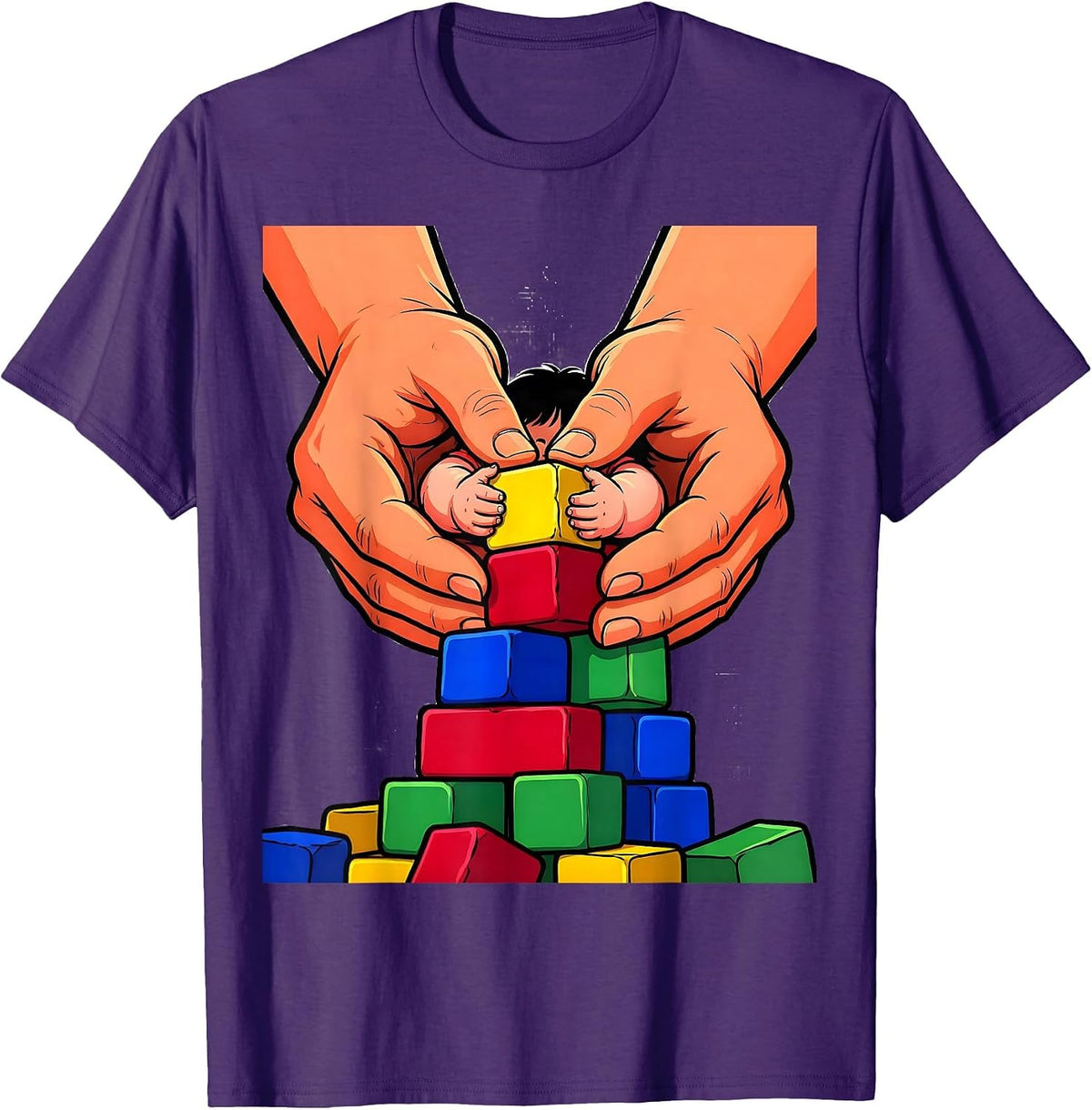 Special Education Teacher Guiding Hands Blocks Gift T-Shirt - Purple
