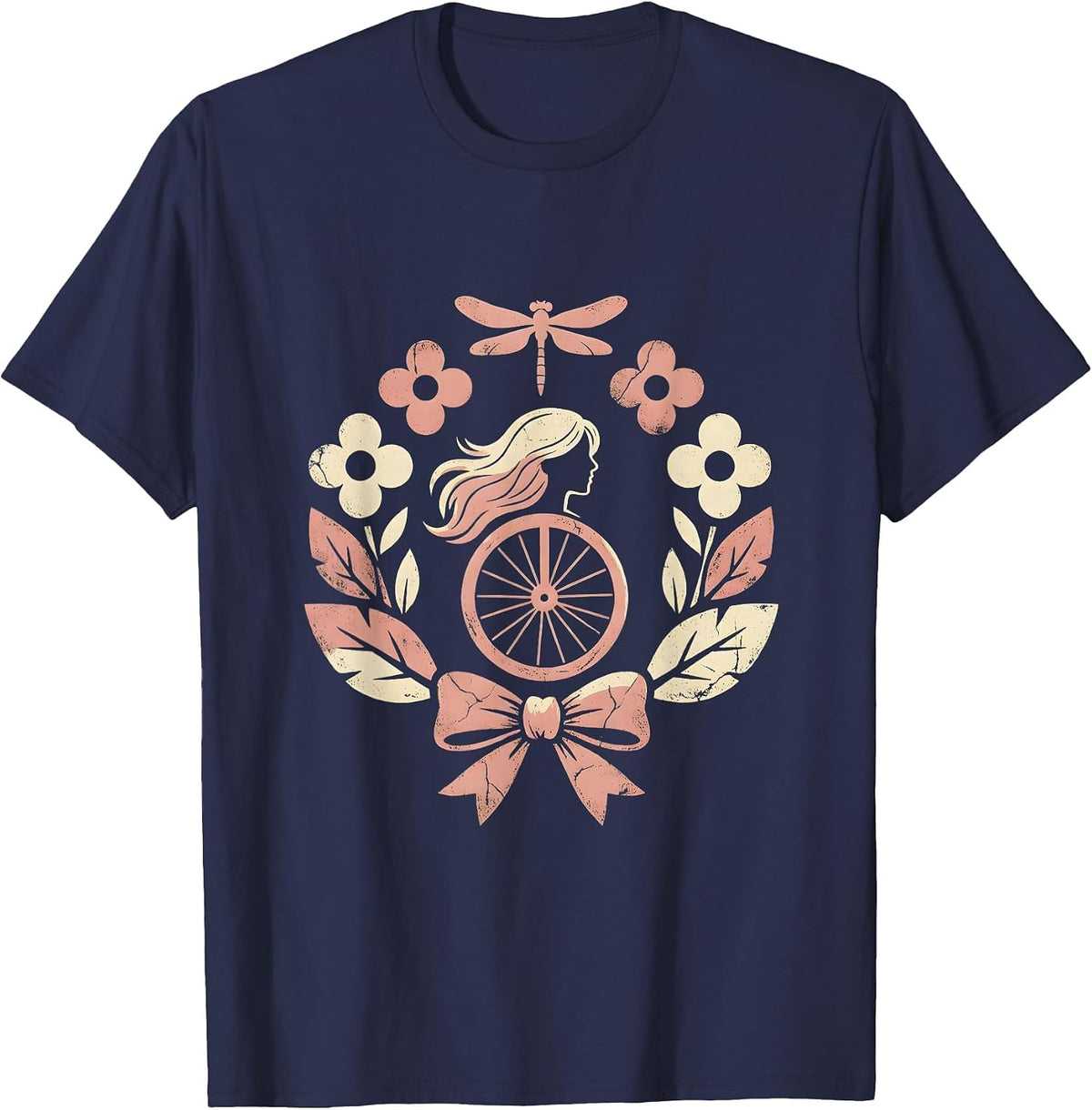 Freedom Rider Bicycle Sunset Graphic Tee T-Shirt - Navy Blue