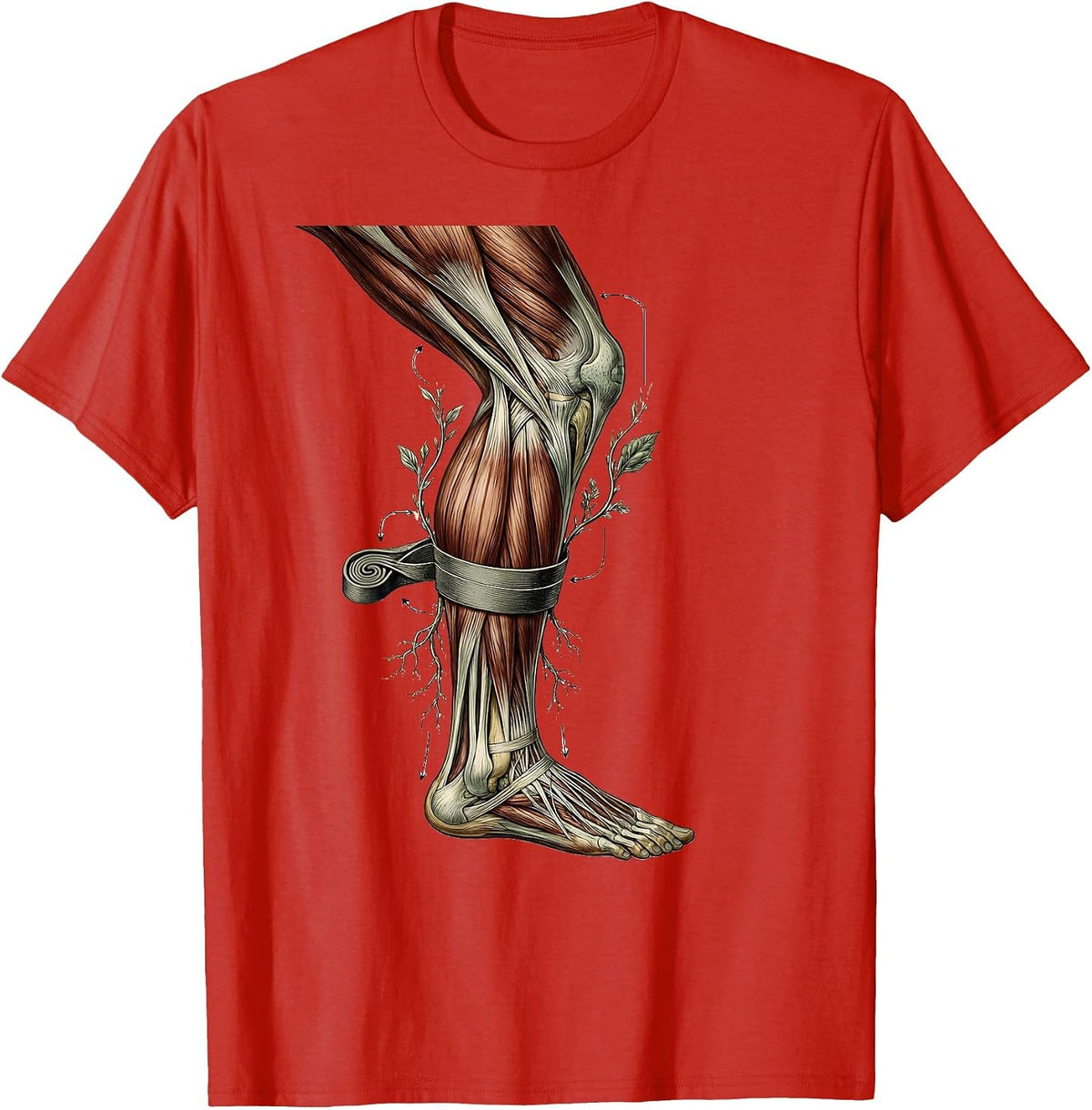 Men's Physical Therapy Resistance Band Leg Exercise Graphic T-Shirt - Red