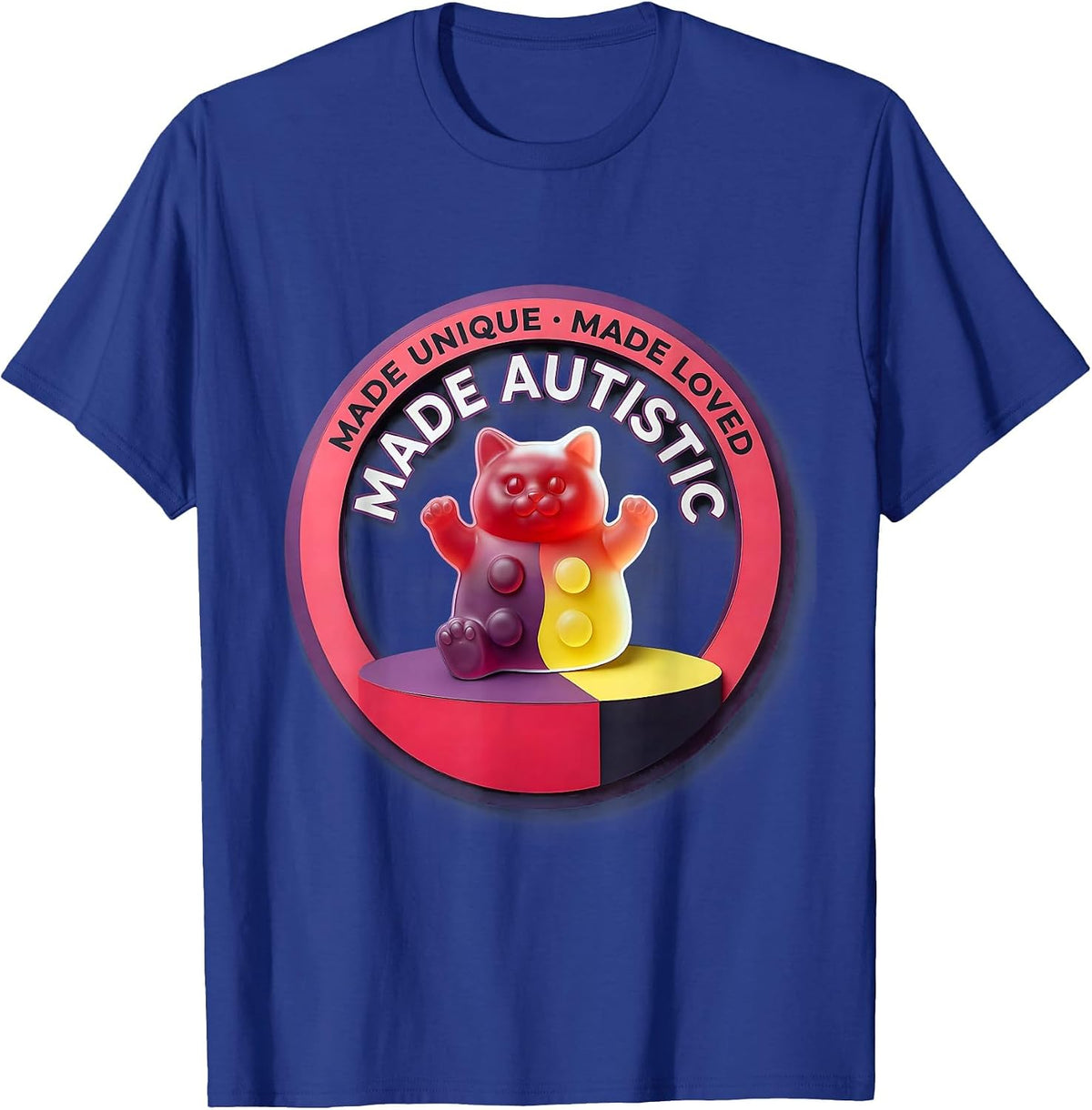 Men's Made Unique, Made Loved, Made Autistic Funny Autism T-Shirt - Royal Blue