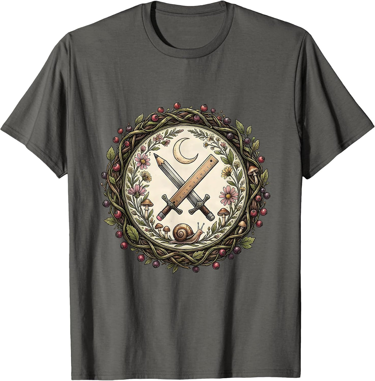 Special Education Teacher Pencil Ruler Crossed Swords T-Shirt - Asphalt Grey