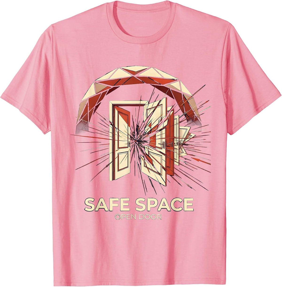 Men's Safe Space Open Door School Counselor Design T-Shirt - Pink