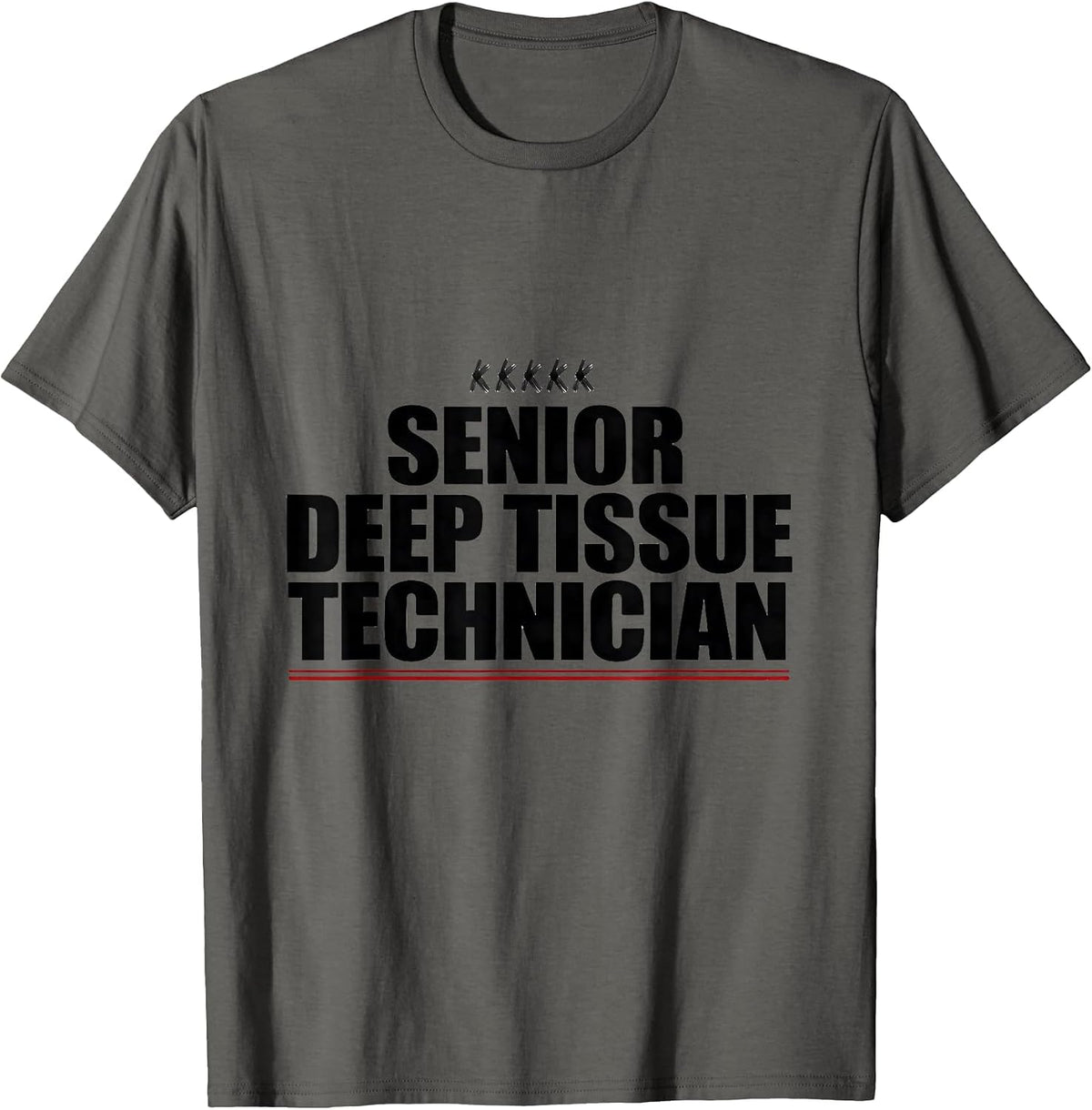Men's Senior Deep Tissue Therapist Humor Massage Therapy Crew T-Shirt - Asphalt Grey