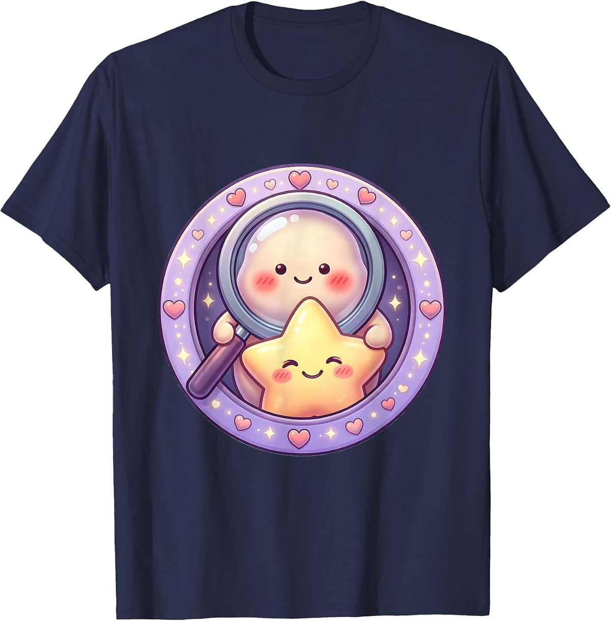 Men's Sped Teacher Magnifying Glass Star Graphic T-Shirt - Navy Blue