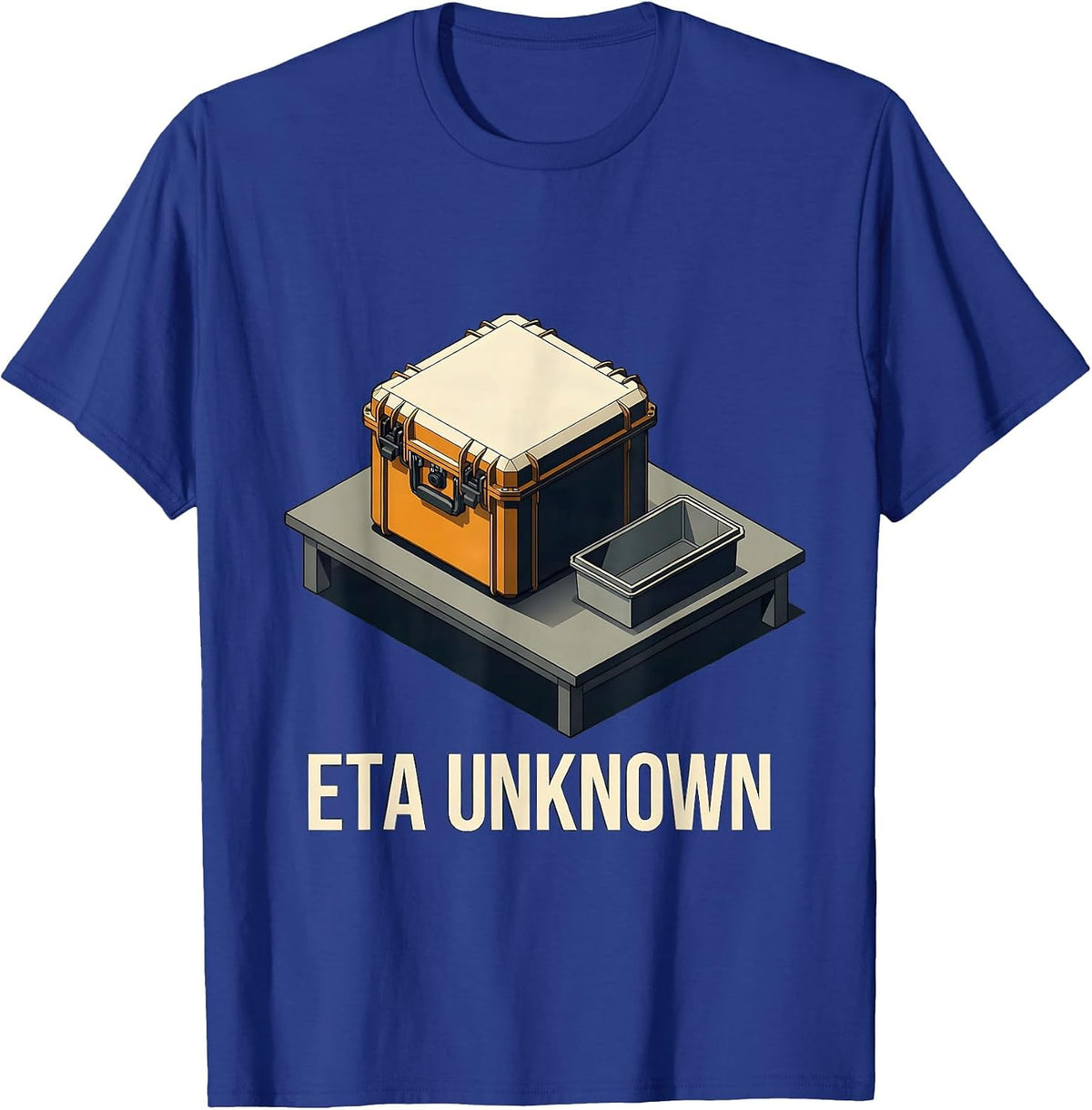 Men's ETA Unknown Isometric Vector Auto Mechanic Waiting On Parts T-Shirt - Royal Blue