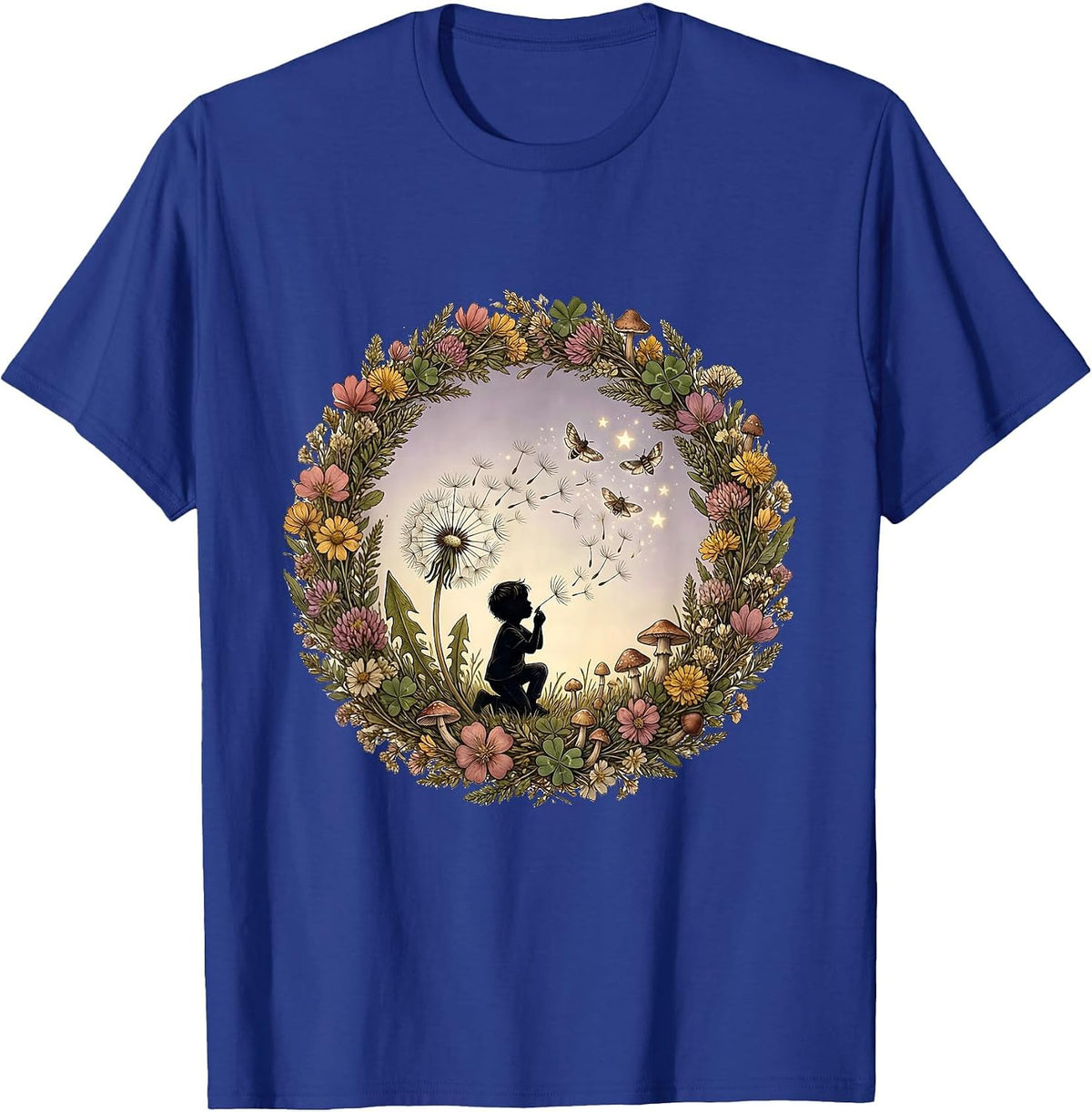 Men's Autism Awareness Child Dandelion Rainbow Graphic T-Shirt - Royal Blue