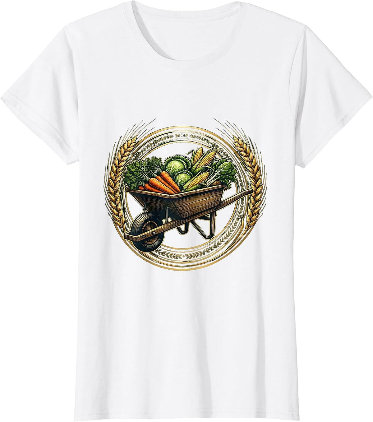 Wheelbarrow Fresh Harvest Vegetables Garden Design T-Shirt - White