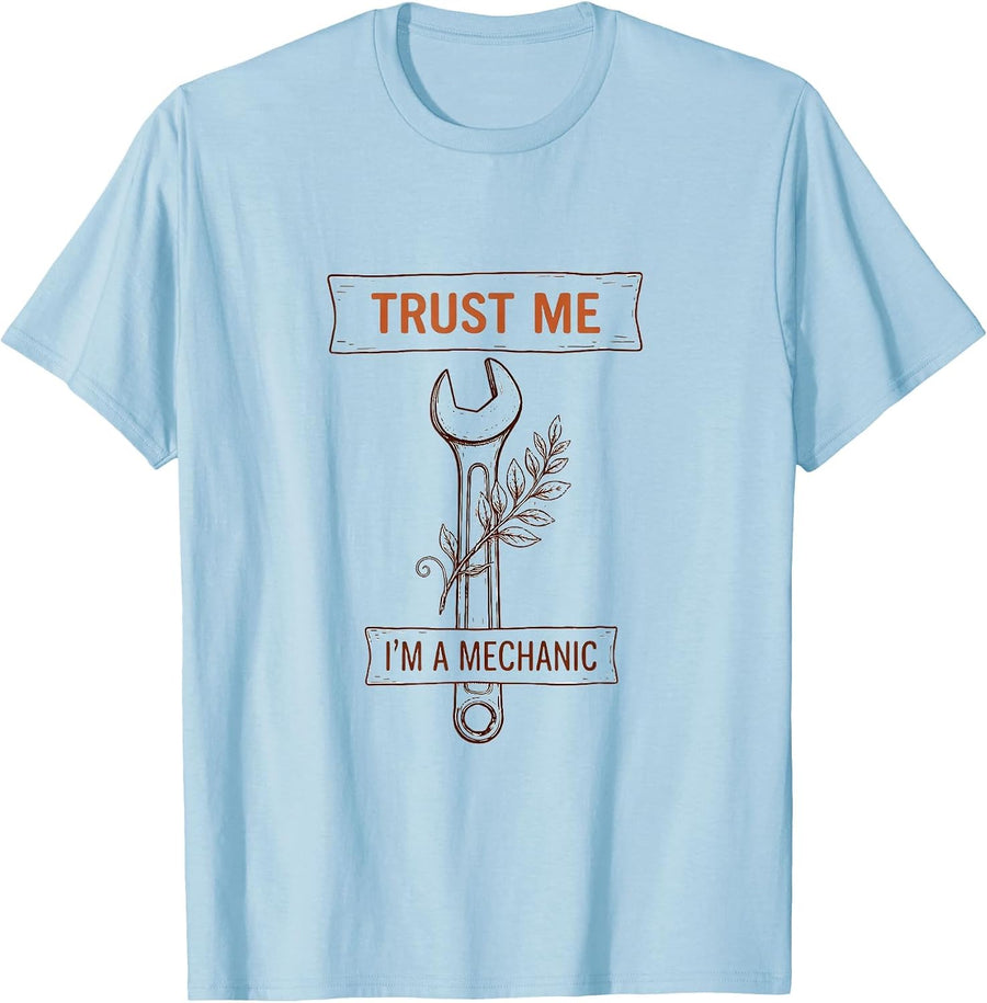 Men's Trust Me I'm a Mechanic Funny Auto Design T-Shirt - Baby Blue