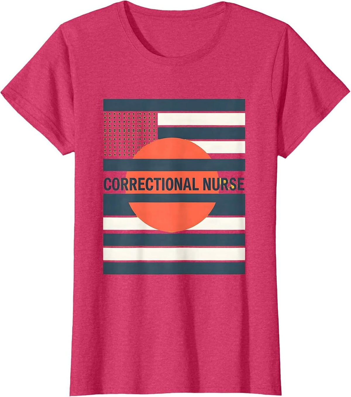 Women's Correctional Nurse Thin Silver Line Flag Occupational Pride T-Shirt - Red Heather