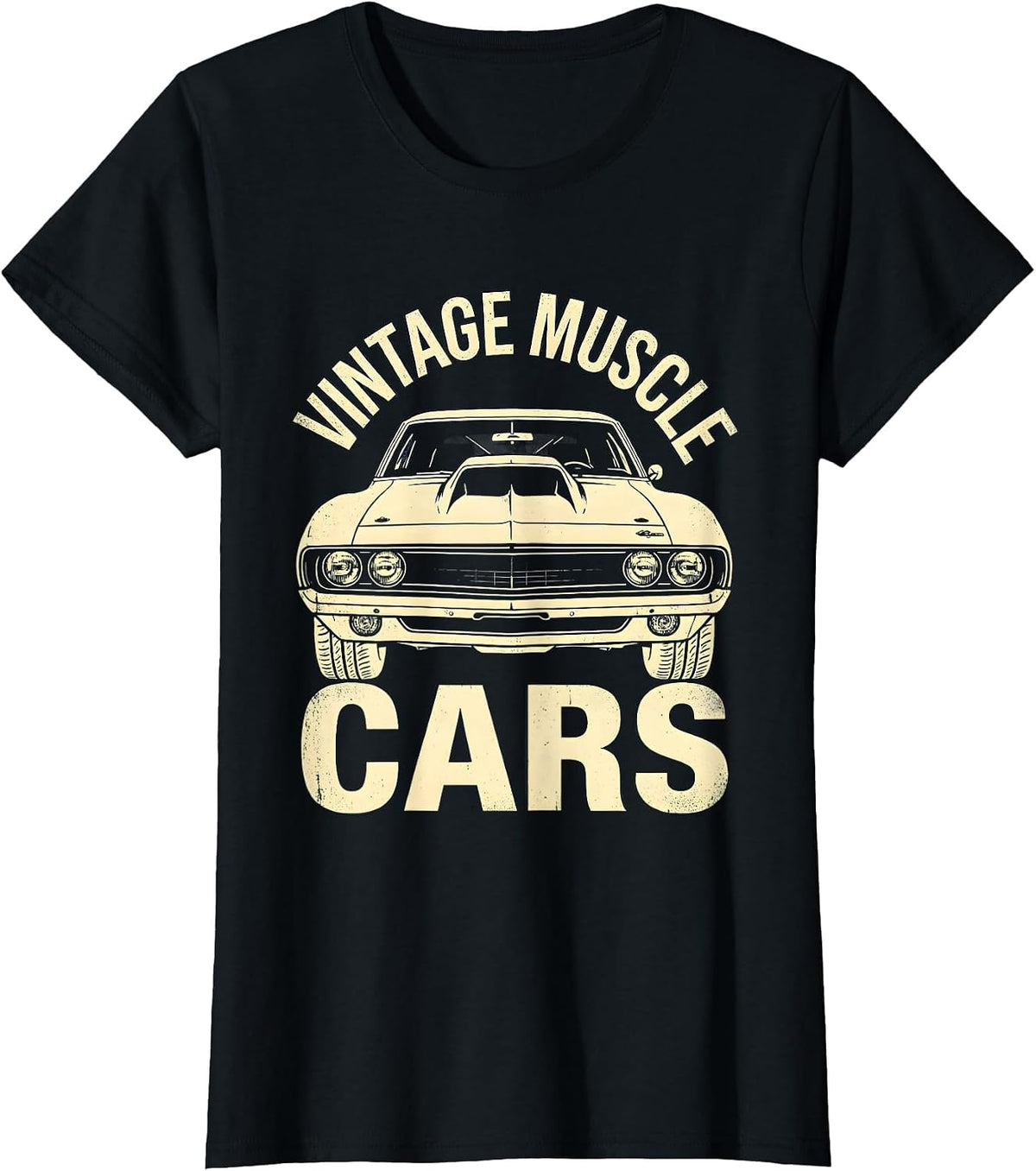 Vintage Muscle Cars Retro Racing Enthusiast Silhouette T-Shirt - Black