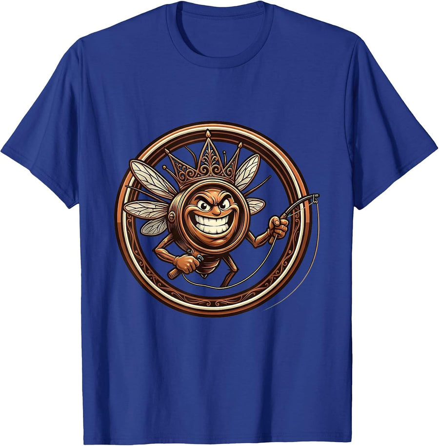 Fly Fishing Reel Filigree Illustration T-Shirt - Royal Blue
