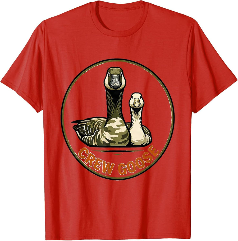 Men's Crew Goose Camo Duck Hunting Youth Humor T-Shirt - Red