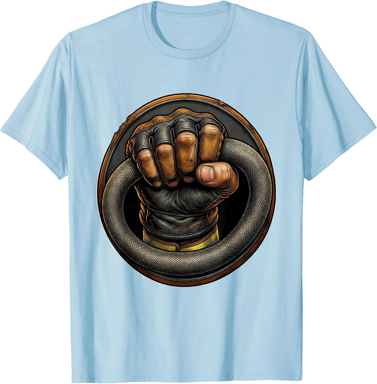 Men's Firefighter Grip Gloved Fist Hose Graphic T-Shirt - Baby Blue