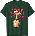 Men's Champagne Popping Hearts Celebration Graphic T-Shirt - Dark Green