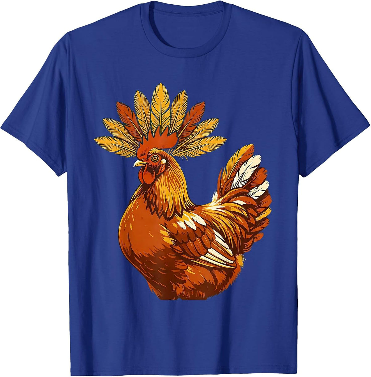 Crowned Hen Royalty Chicken Art Design T-Shirt - Royal Blue
