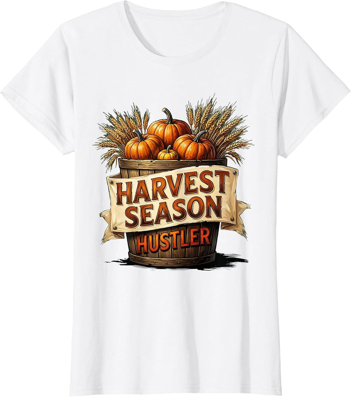 Harvest Season Hustler Fall Graphic Design T-Shirt - White