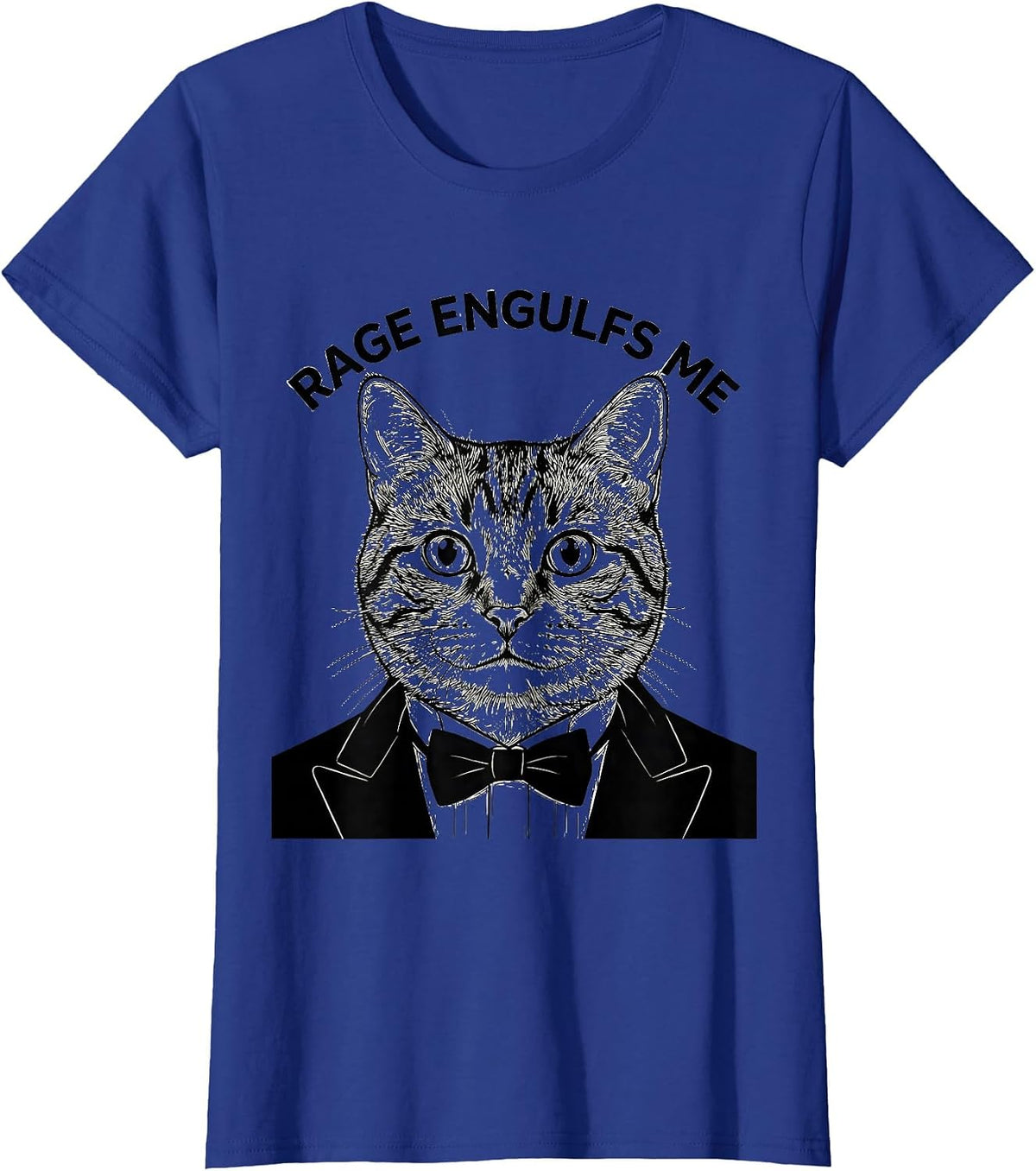 Women's Rage Engulfs Me Funny Silly Staring Cat Meme Cat Lover T-Shirt - Royal Blue