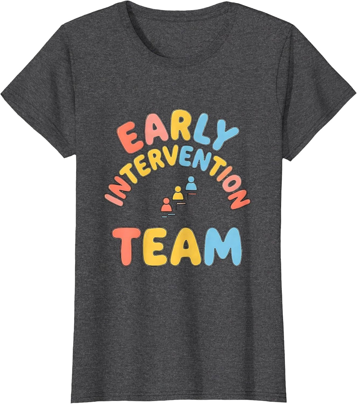 Women's Early Intervention Team Rainbow Pride Teacher Squad T-Shirt - Dark Heather Grey
