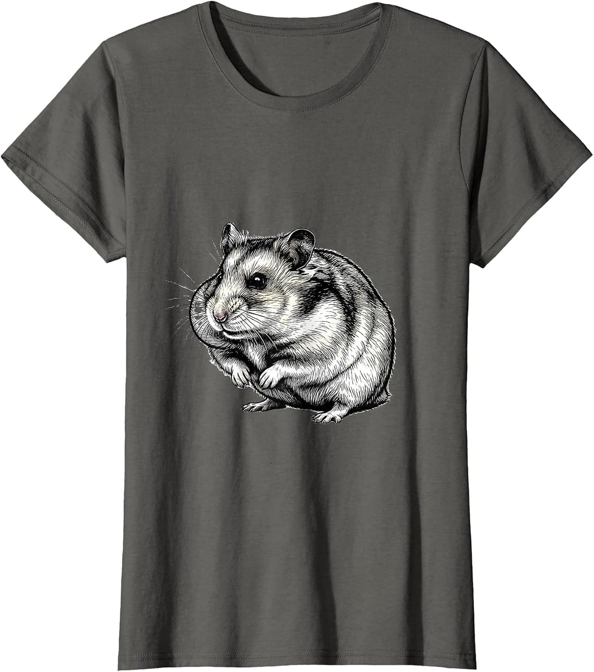 Women's Hamster Cheek Puff Funny Small Animal Lover Humor T-Shirt - Asphalt Grey