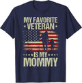My Favorite Veteran is MyMommy American Flag Veteran-Day T-Shirt - Navy Blue