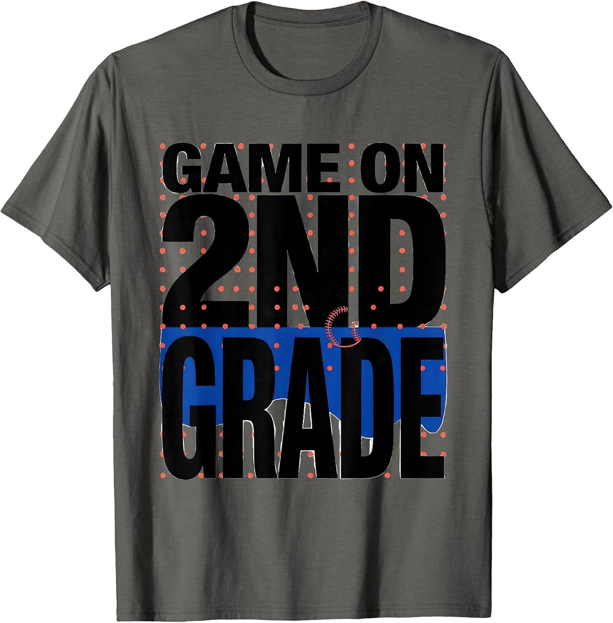 Men's Game On 2nd Grade Back To School Baseball Drip Ice Cream T-Shirt - Asphalt Grey