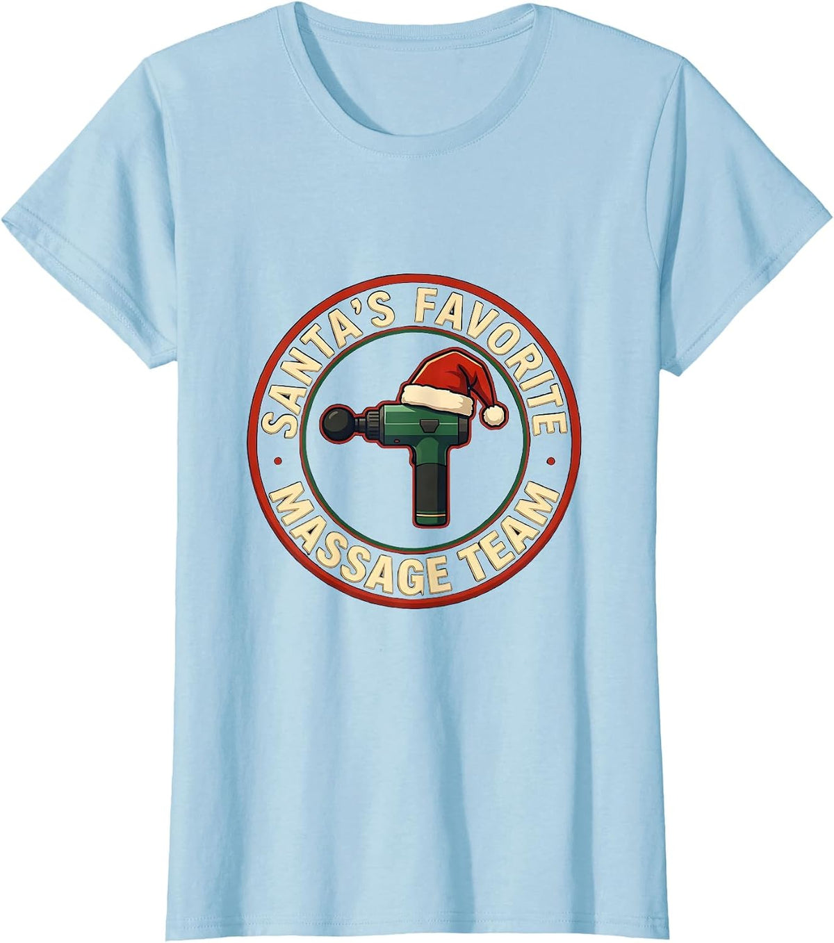 Santa's Favorite Massage Team Funny Physical Therapy T-Shirt - Baby Blue