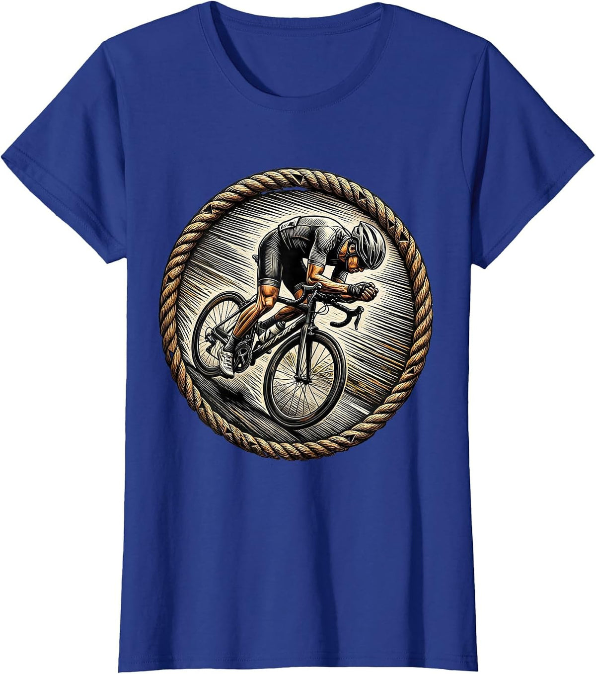 Women's Downhill Cyclist Speed Rush Graphic Tee T-Shirt - Royal Blue