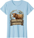 Women's Crops Cattle and Coffee Farming Life Design T-Shirt - Baby Blue