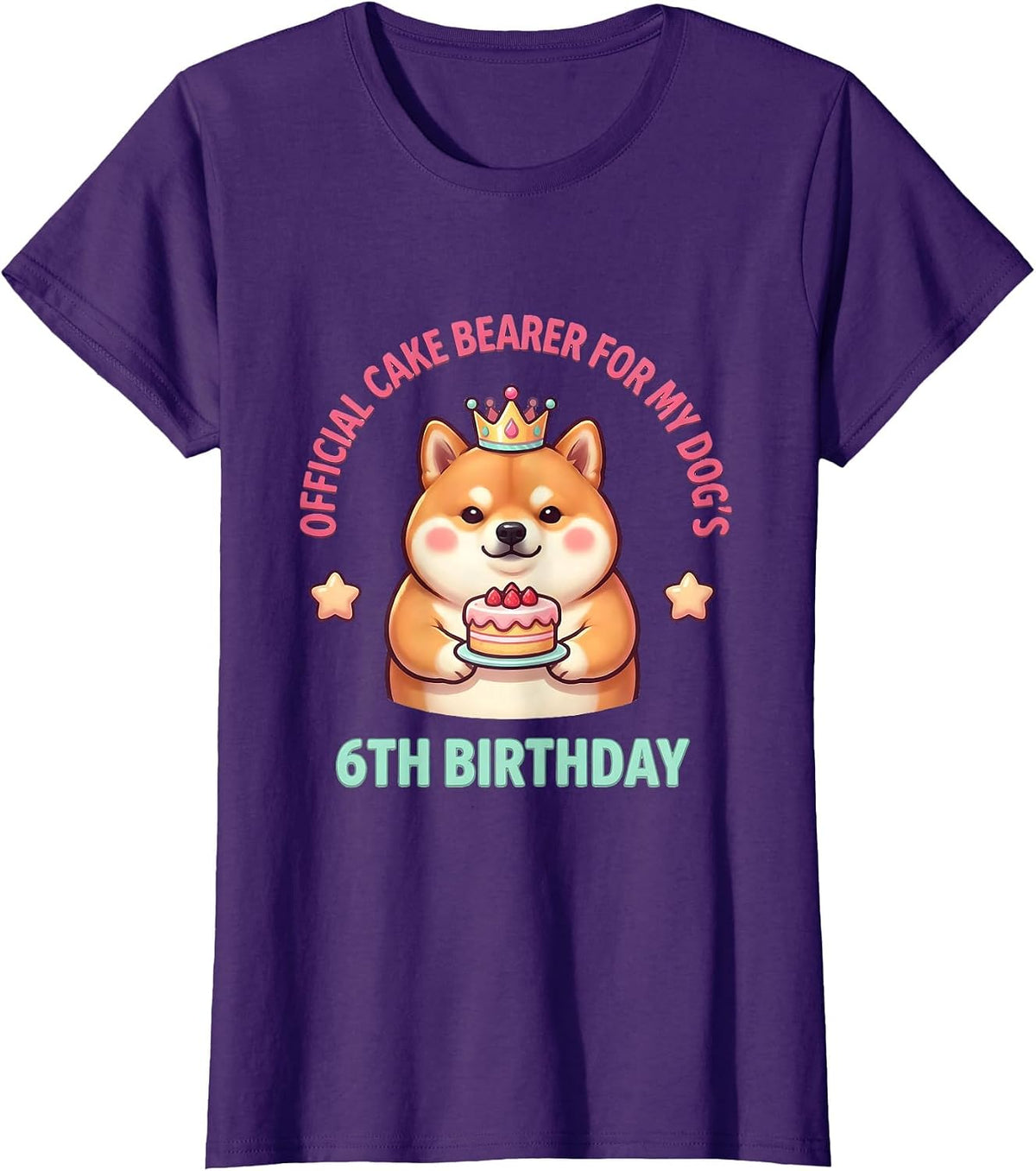 Women's Official Cake Bearer For My Dog's 6th Birthday Cute T-Shirt - Purple