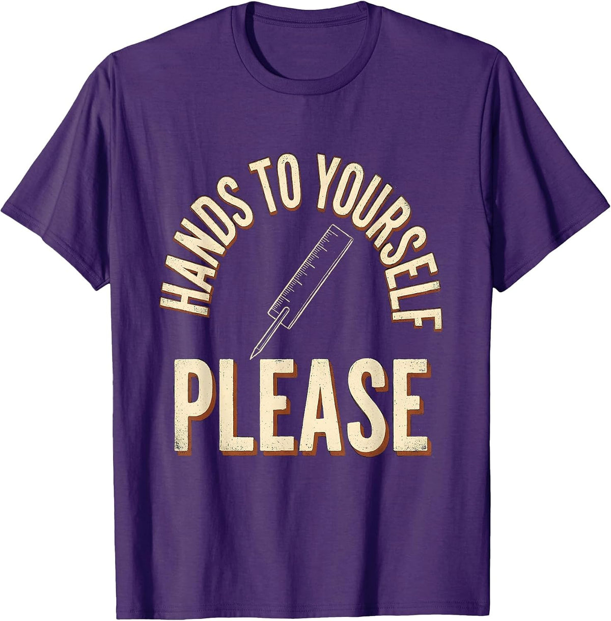 Men's Hands To Yourself, Please Funny Teacher Appreciation Vintage T-Shirt - Purple