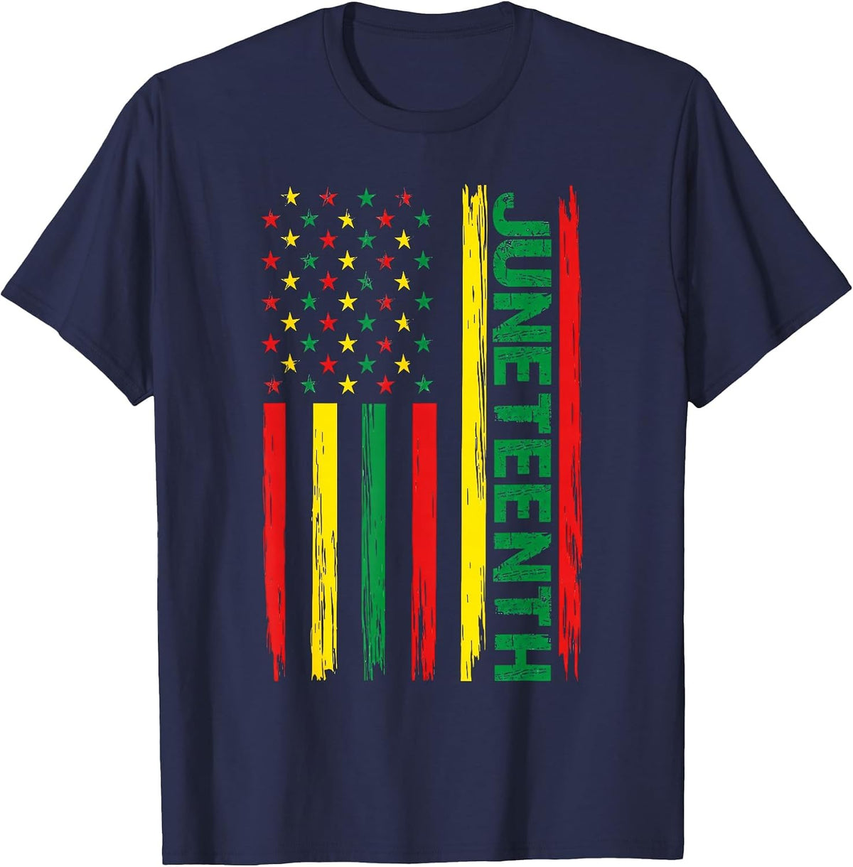 Juneteenth 1865 African Americans Flag Celebration T-Shirt - Navy Blue