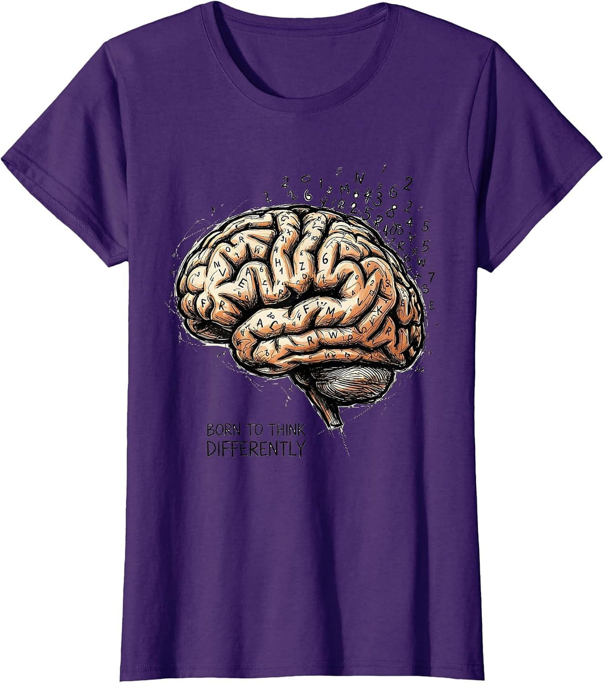 Women's Born to Think Differently Dyslexia Awareness Design T-Shirt - Purple