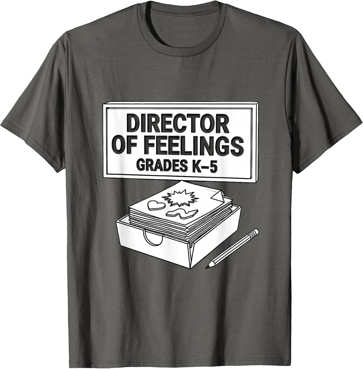 Men's Director Of Feelings, Grades K Through 5 School Counselor T-Shirt - Asphalt Grey