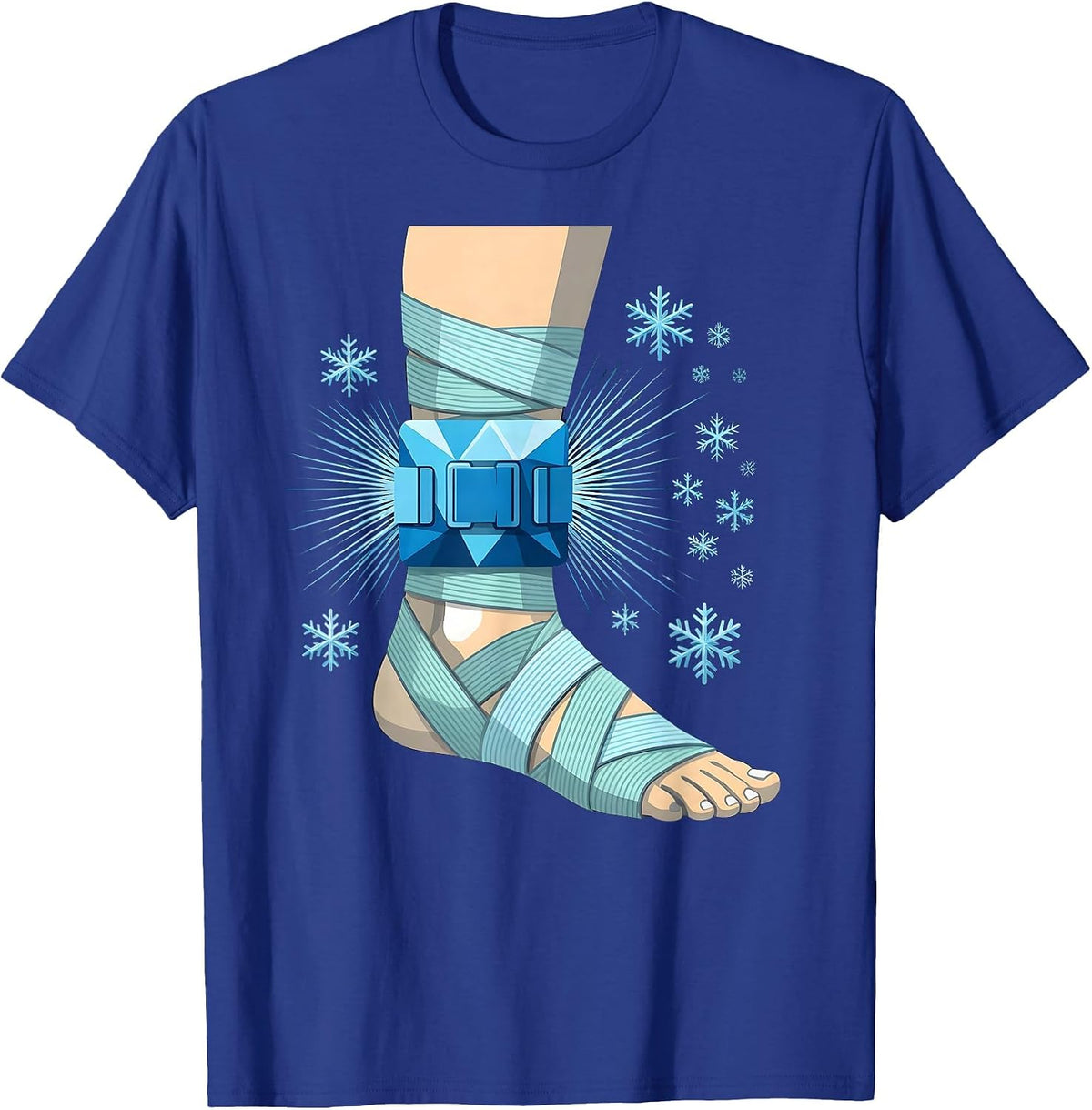 Physical Therapy Iced Ankle Graphic Design T-Shirt - Royal Blue