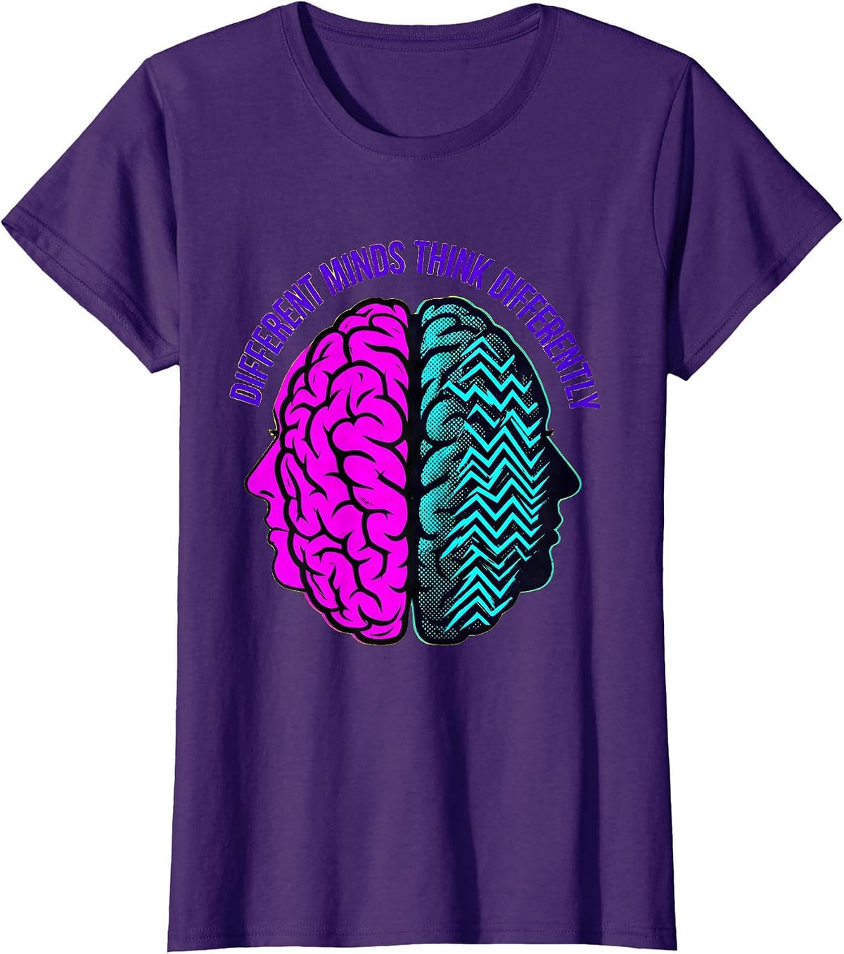 Women's Different Minds Think Differently Dyslexia Design T-Shirt - Purple