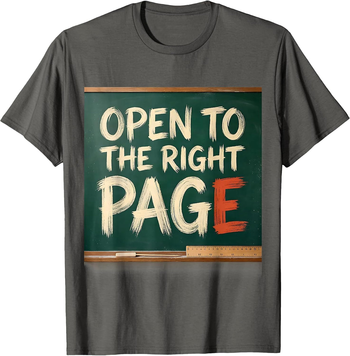 Men's Open To The Right Page Funny Teacher Humor Appreciation T-Shirt - Asphalt Grey